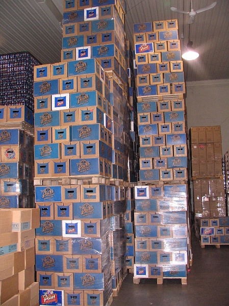 IMG_2301.jpg - Empty returnables.  Point believes they are the last brewery to use returnables.   Do to attrition, they figure they have enough bottles to continue returnables for about 2 more years (until 2010).   Hey you home brewers, give Point their bottles back!